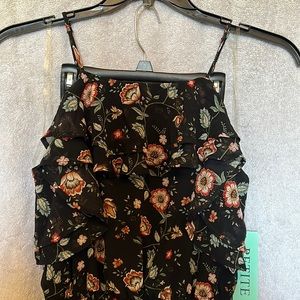 Long flowery dress. Thin strap